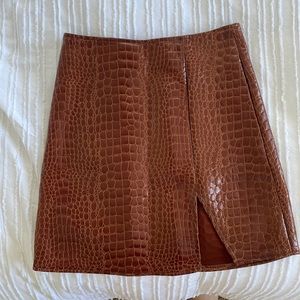 Brown Croc Mini Skirt- NEVER WORN